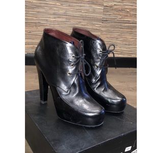 Chanel Black Lace Up Size 41 Leather Ankle Boots